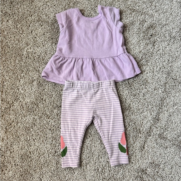 Carter’s Baby Girl “Happy Baby” Peplum Top & Floral Leggings Set – Size Newborn - Picture 7 of 7